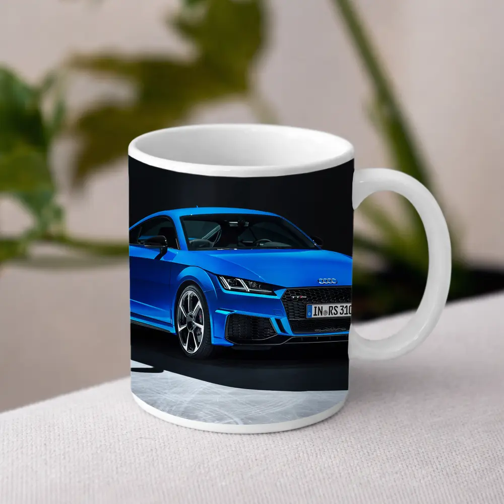 Audi TT RS Blue Studio Dark Background – Mugs
