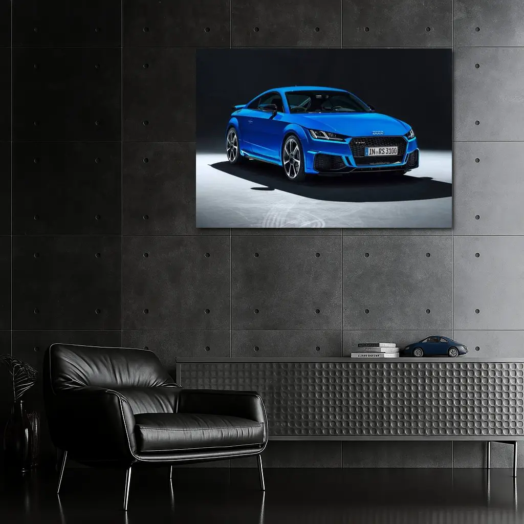 Audi TT RS Blue Studio Dark Background – Wall Art