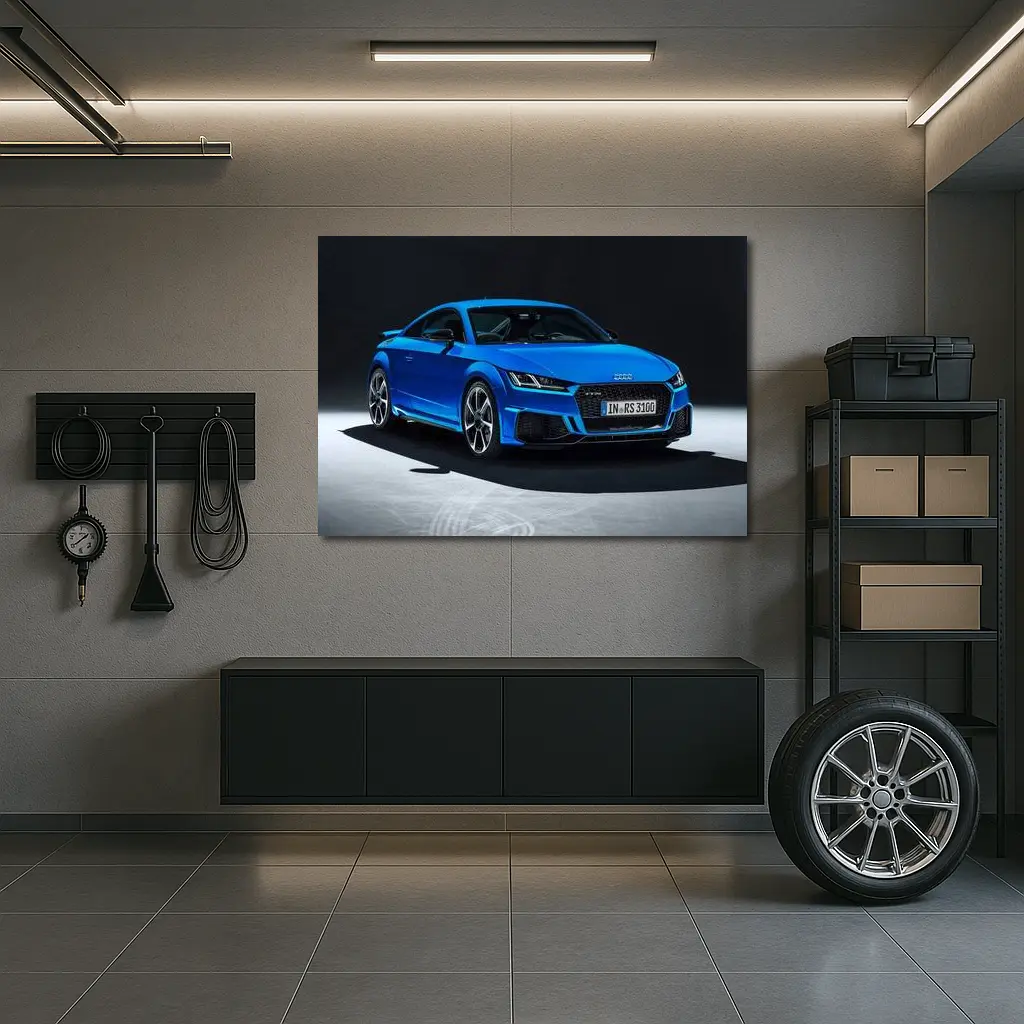 Audi TT RS Blue Studio Dark Background – Wall Art