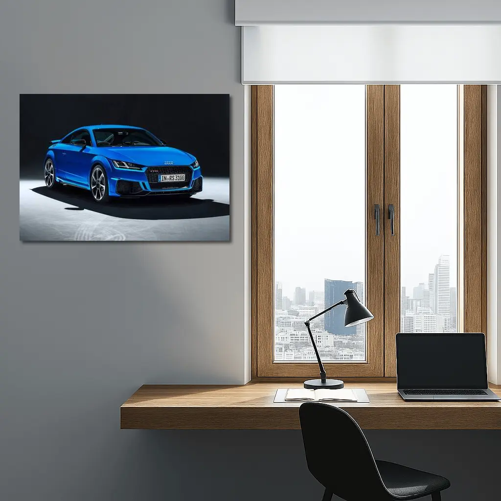 Audi TT RS Blue Studio Dark Background – Wall Art
