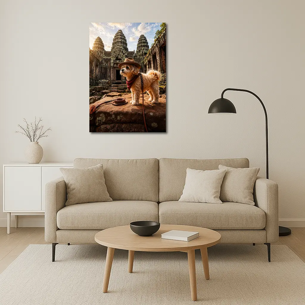 Maltese Dog Explorer Ancient Temple Ruins – Wall Art