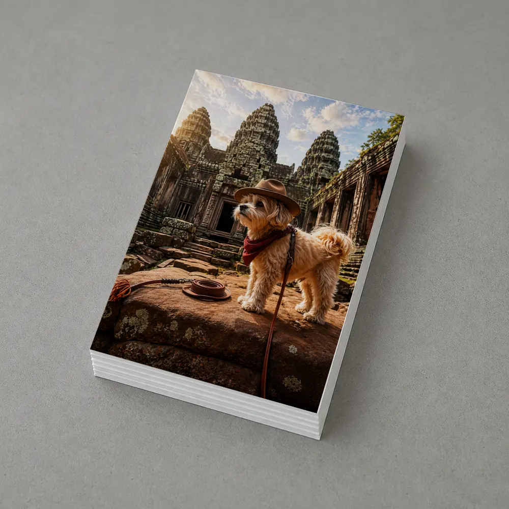 Maltese Dog Explorer Ancient Temple Ruins – Postcards