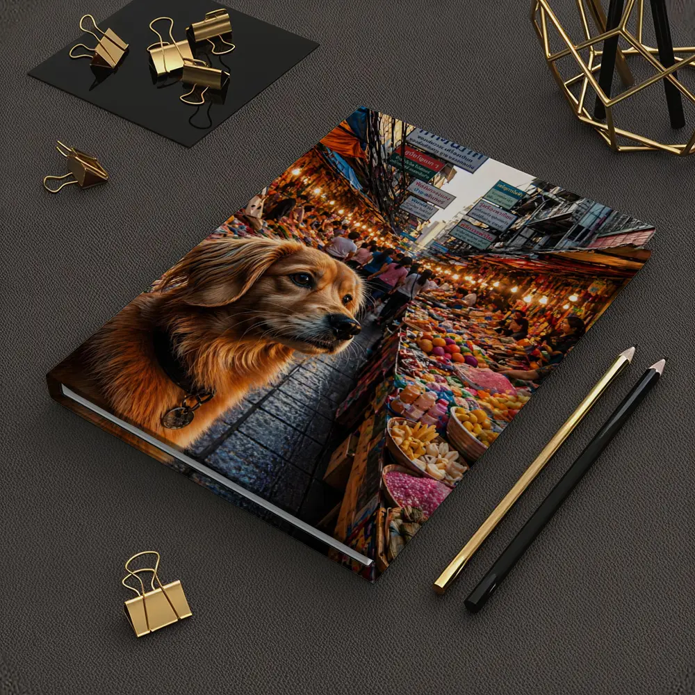 Golden Dog at Bangkok Thailand Street Market – Notebooks