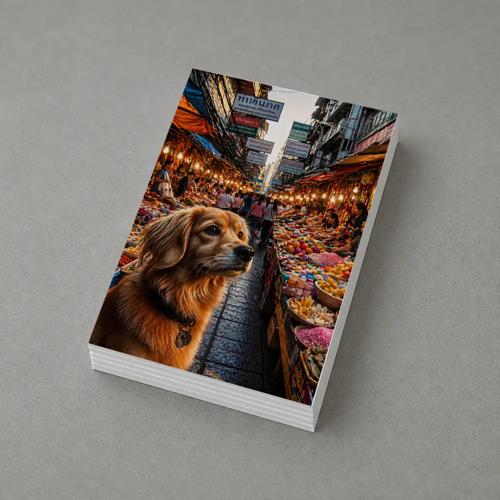 Golden Dog at Bangkok Thailand Street Market – Postcards