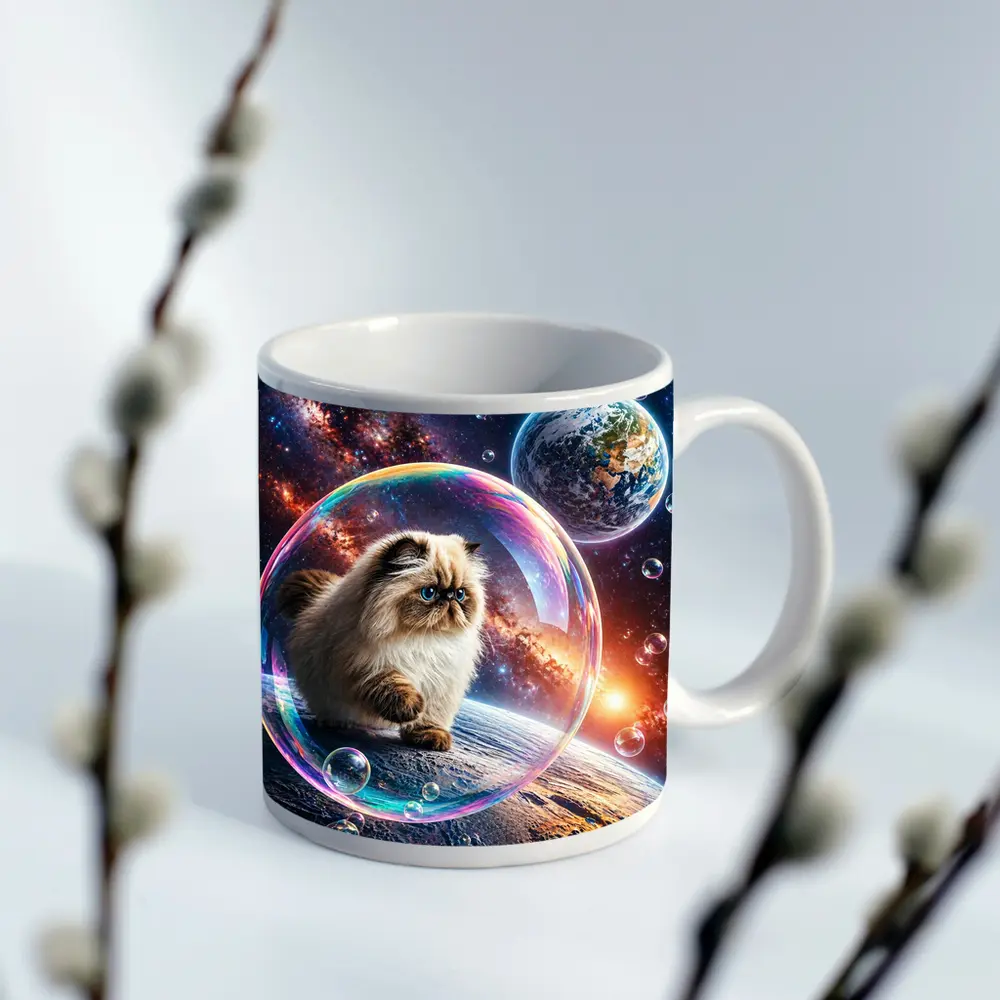 Himalayan Cat Floating Space Bubble Galaxy – Mugs
