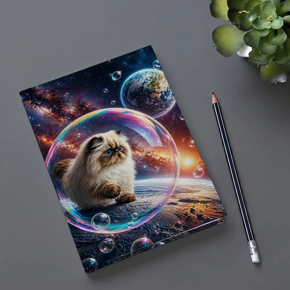 Himalayan Cat Floating Space Bubble Galaxy – Notebooks