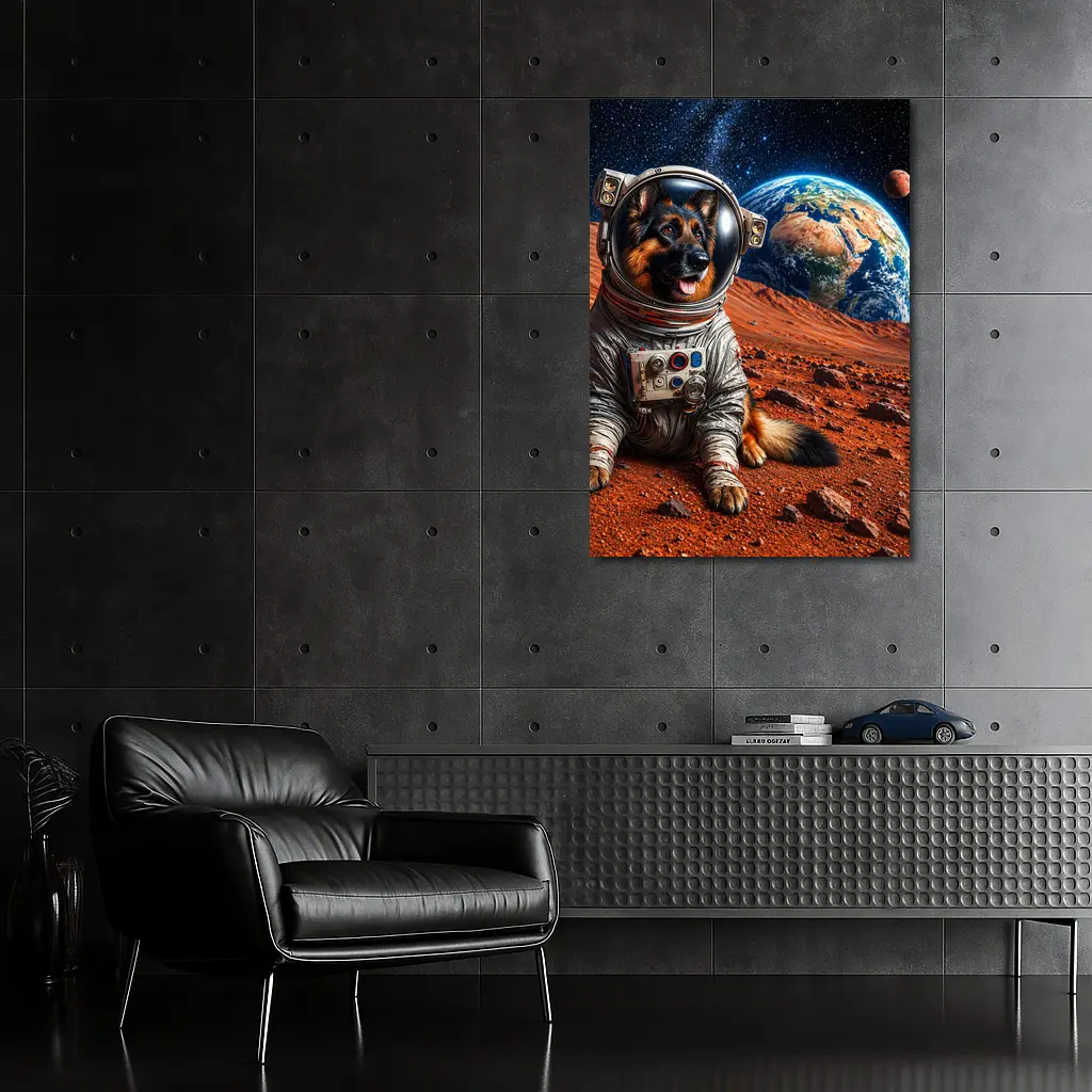 German Shepherd Astronaut on Mars Planet – Wall Art