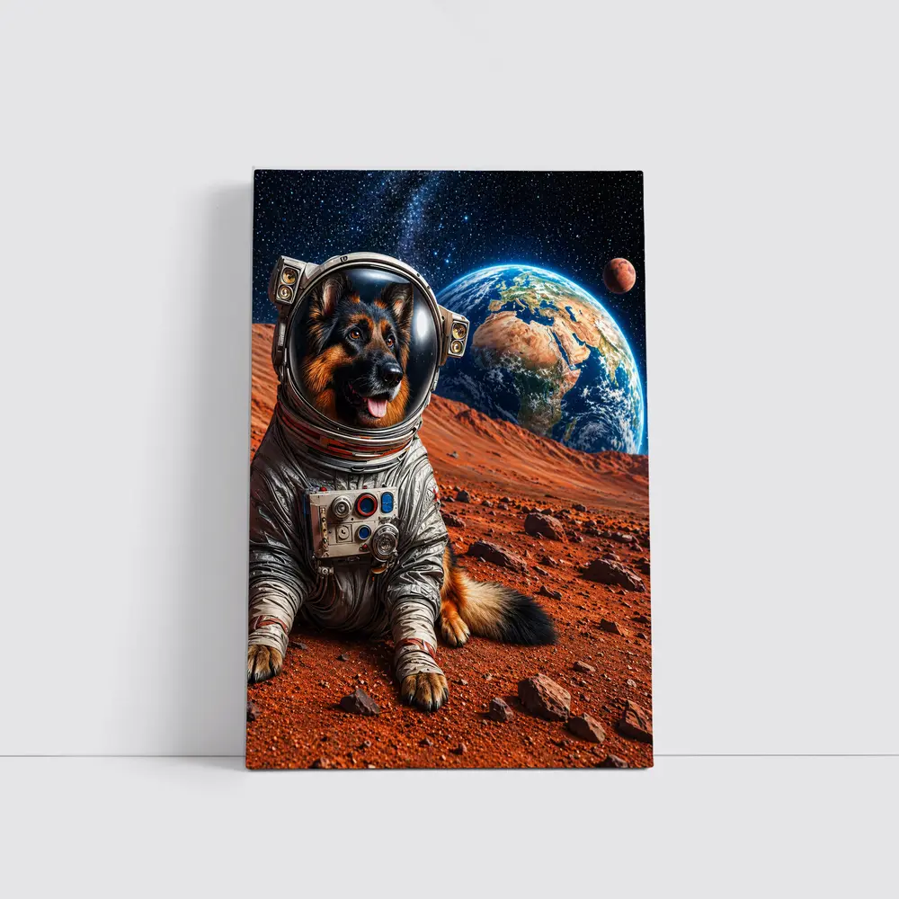 German Shepherd Astronaut on Mars Planet – Wall Art