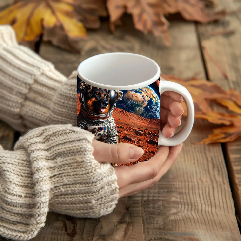 German Shepherd Astronaut on Mars Planet – Mugs