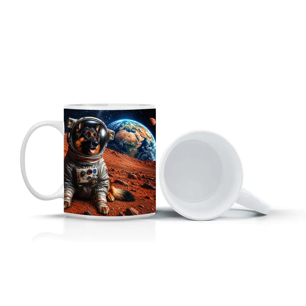 German Shepherd Astronaut on Mars Planet – Mugs