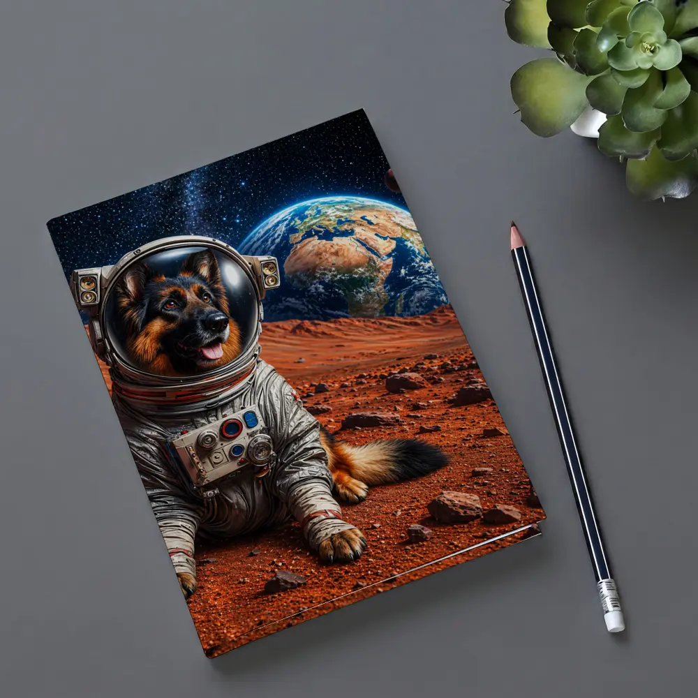 German Shepherd Astronaut on Mars Planet – Notebooks