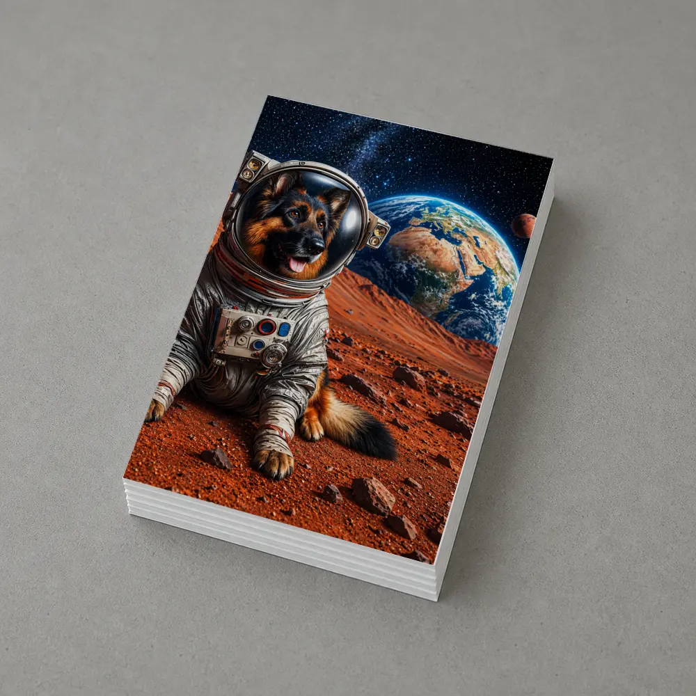 German Shepherd Astronaut on Mars Planet – Postcards