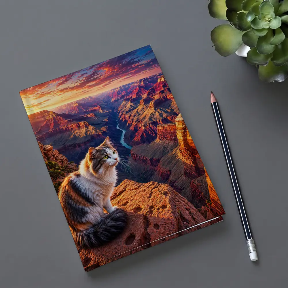 Calico Cat Sitting Grand Canyon Sunset – Notebooks