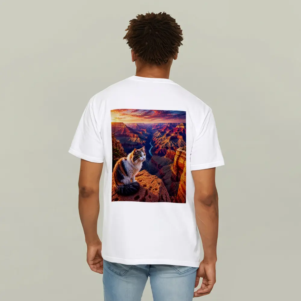 Calico Cat Sitting Grand Canyon Sunset – T-Shirts