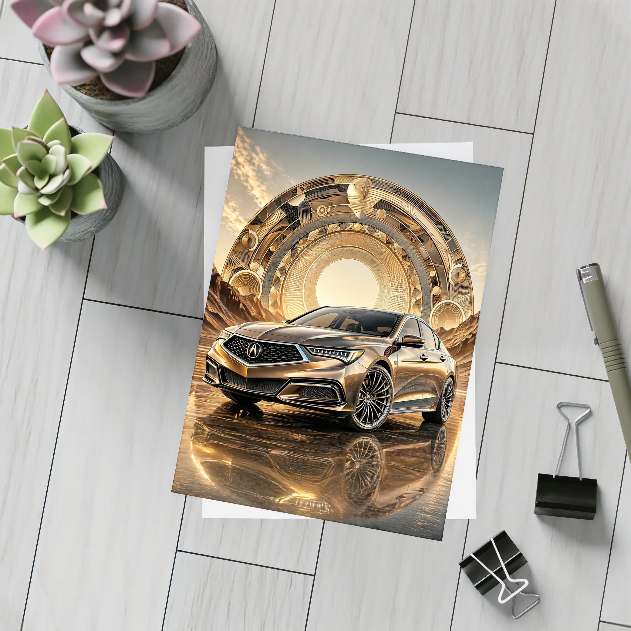 Acura TLX Gold Abstract Geometric Background Art – Postcards