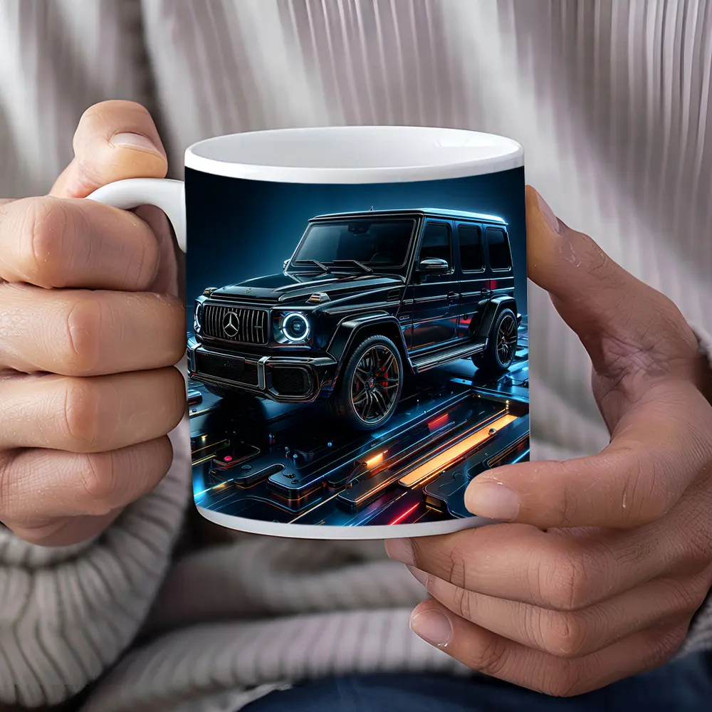 Mercedes G Class Neon Digital Art – Mugs