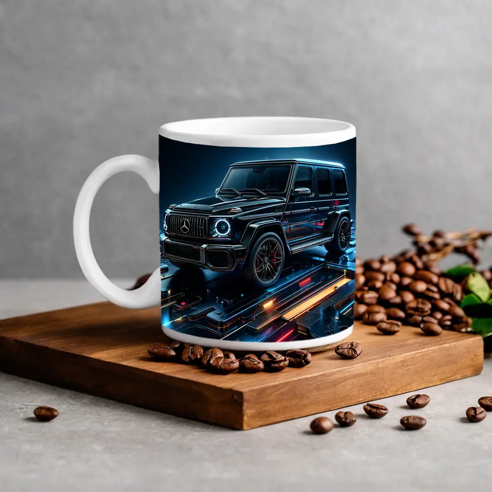Mercedes G Class Neon Digital Art – Mugs
