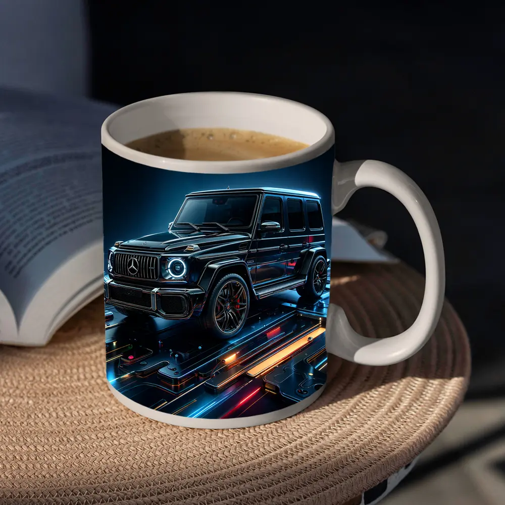 Mercedes G Class Neon Digital Art – Mugs