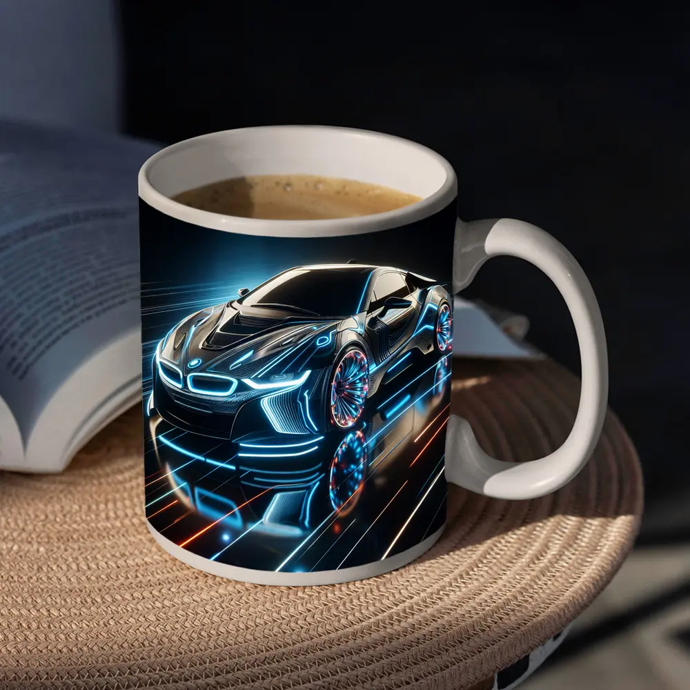 BMW i8 Neon Light Trails Dark Background – Mugs