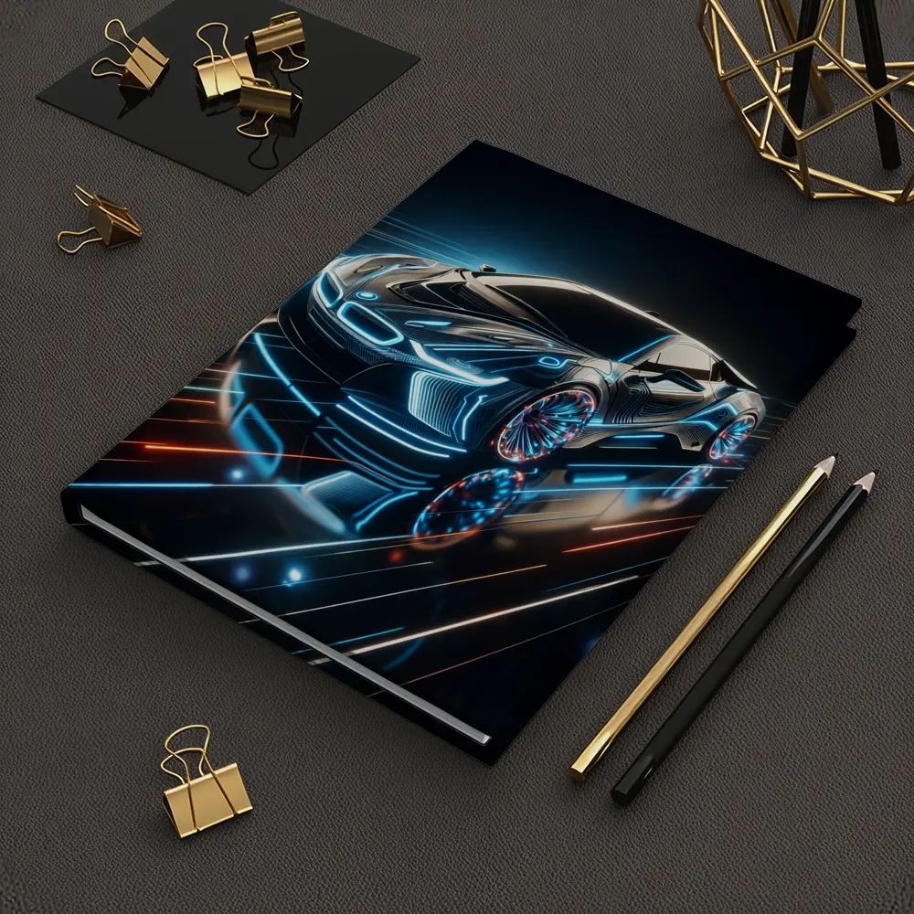 BMW i8 Neon Light Trails Dark Background – Notebooks