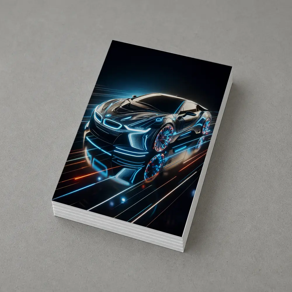 BMW i8 Neon Light Trails Dark Background – Postcards