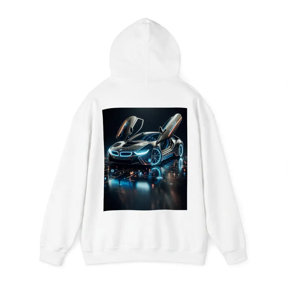 BMW i8 Glowing Neon Digital Dark Background – Hoodies