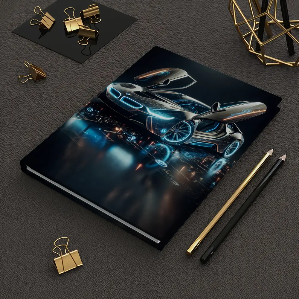 BMW i8 Glowing Neon Digital Dark Background – Notebooks