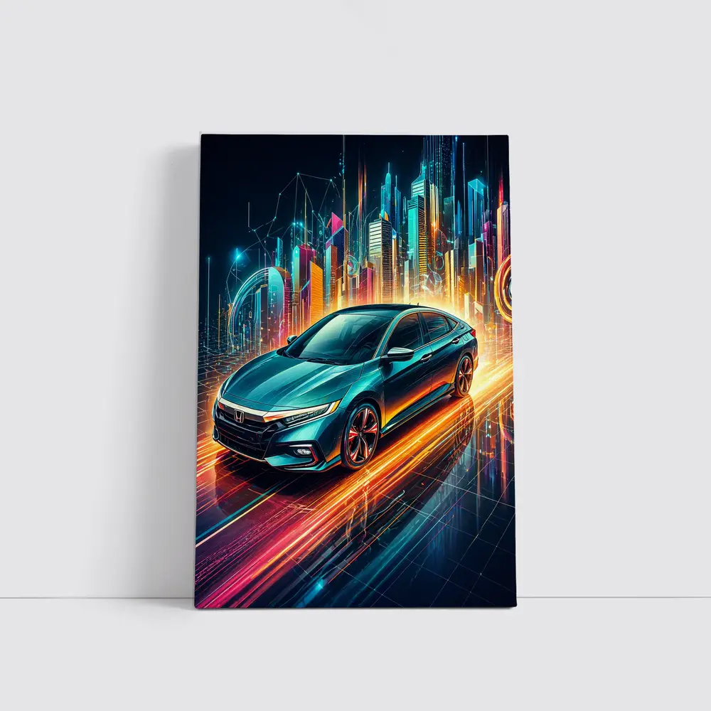 Honda Insight Neon Futuristic City Night – Wall Art