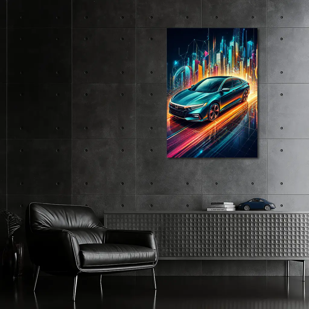 Honda Insight Neon Futuristic City Night – Wall Art