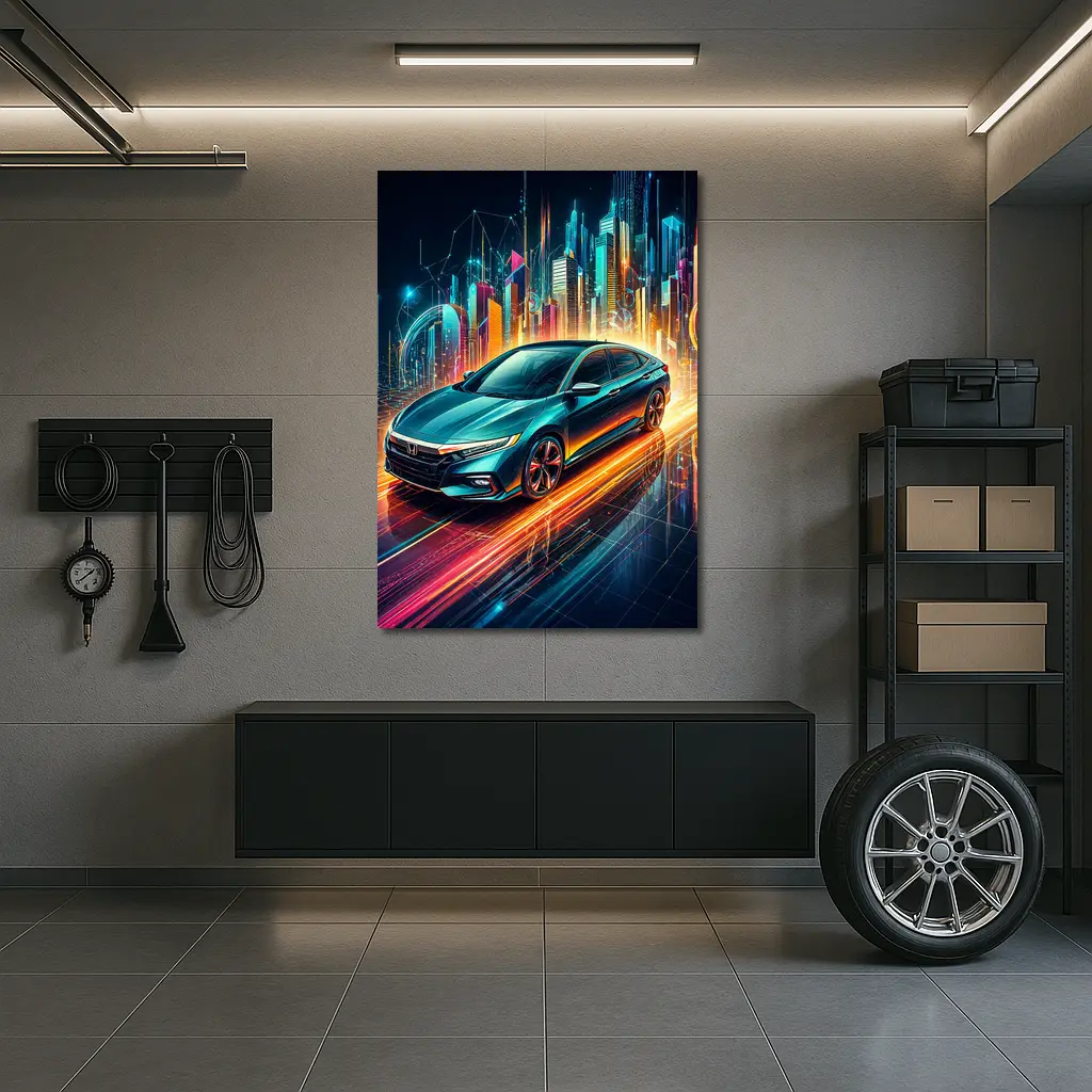 Honda Insight Neon Futuristic City Night – Wall Art