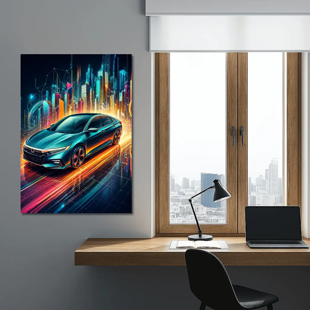 Honda Insight Neon Futuristic City Night – Wall Art