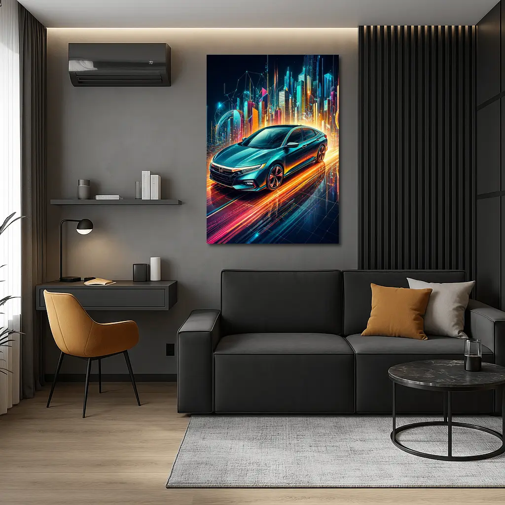 Honda Insight Neon Futuristic City Night – Wall Art
