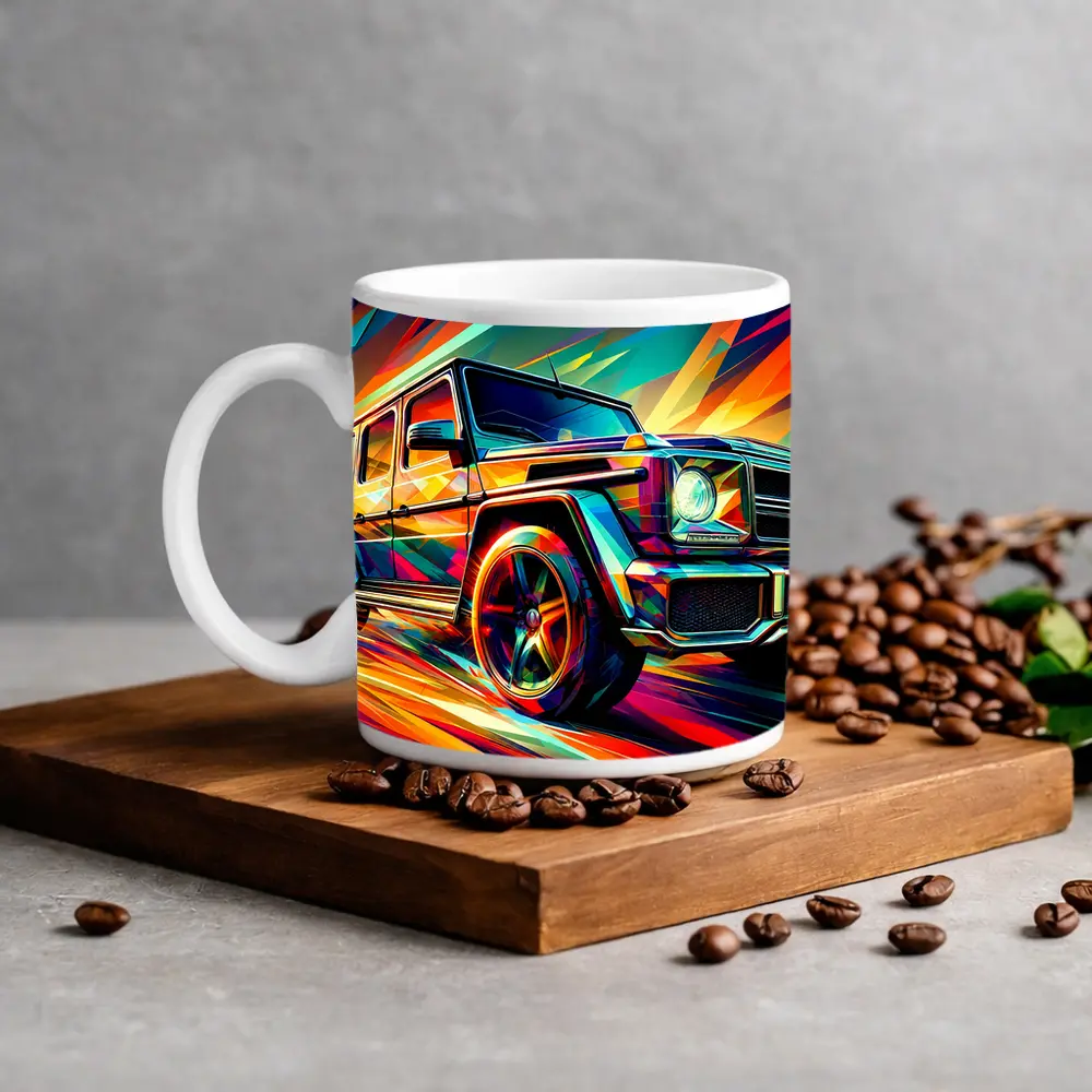 Mercedes G Class Bold Colorful Abstract Art – Mugs