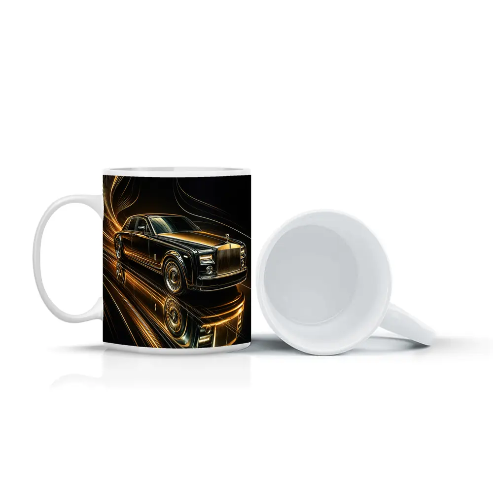 Rolls Royce Phantom Black Gold Abstract Art – Mugs