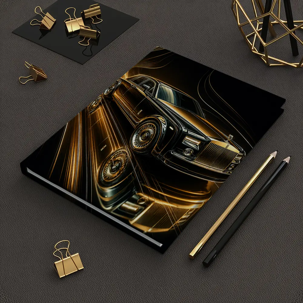 Rolls Royce Phantom Black Gold Abstract Art – Notebooks