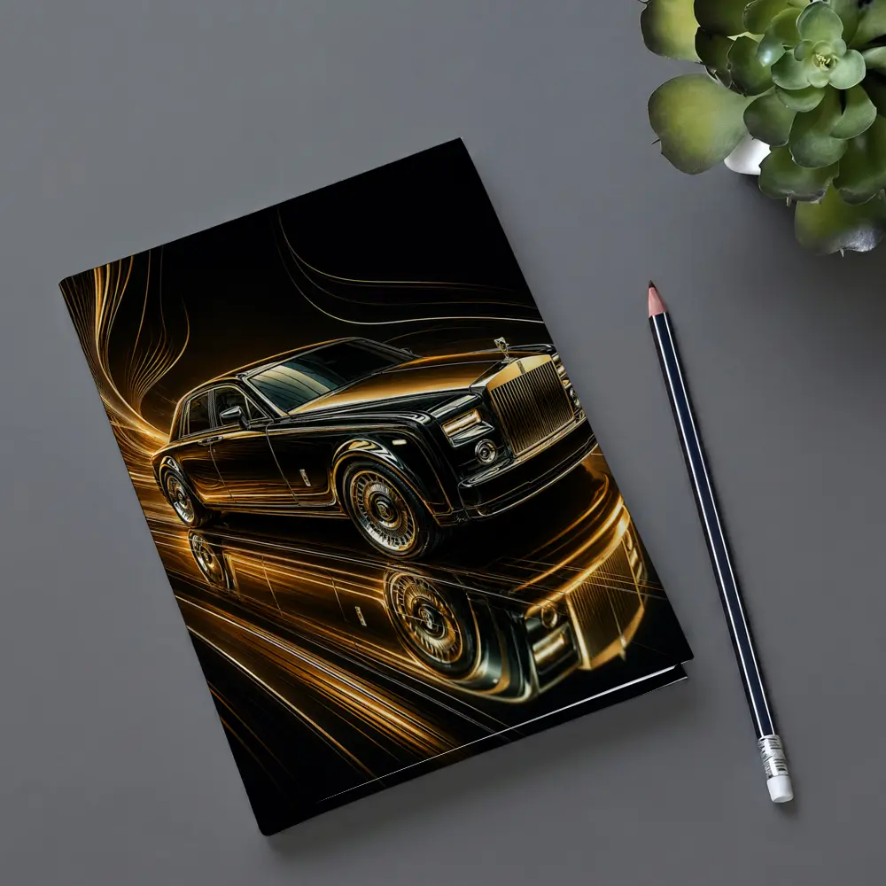 Rolls Royce Phantom Black Gold Abstract Art – Notebooks
