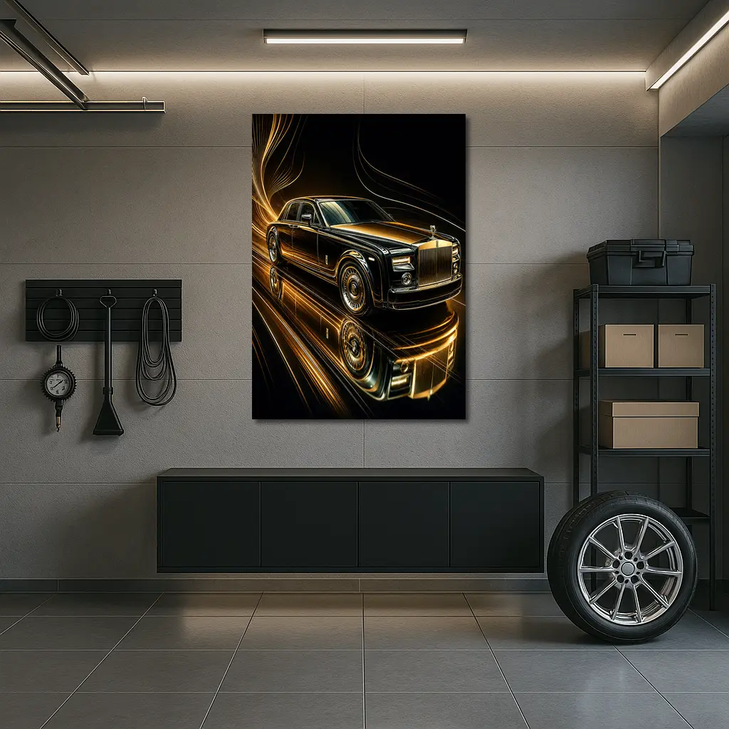 Rolls Royce Phantom Black Gold Abstract Art – Wall Art