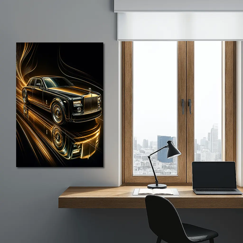 Rolls Royce Phantom Black Gold Abstract Art – Wall Art