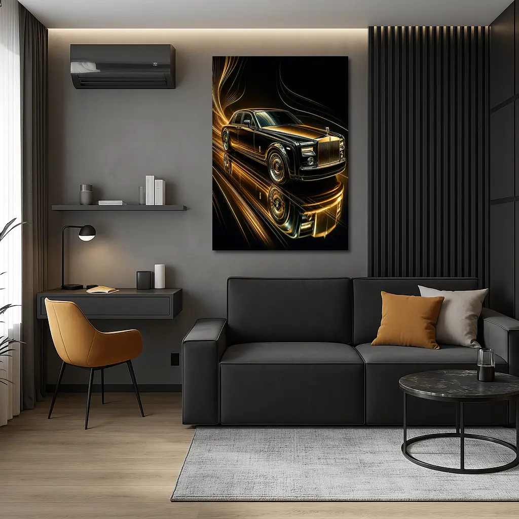 Rolls Royce Phantom Black Gold Abstract Art – Wall Art