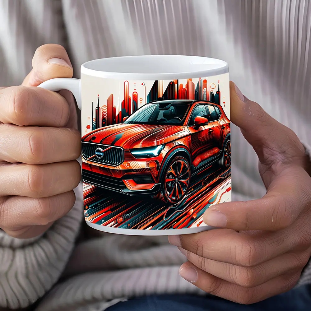Volvo XC40 Red Abstract City Art – Mugs