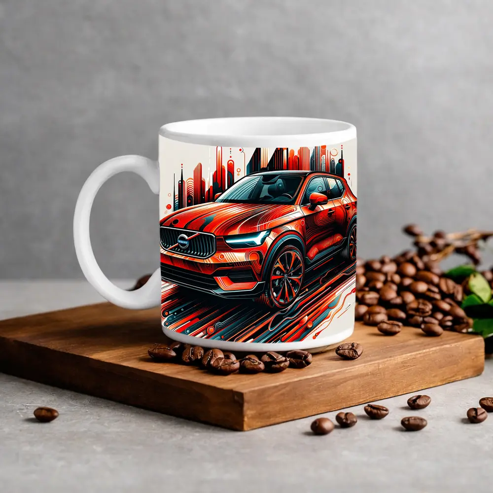 Volvo XC40 Red Abstract City Art – Mugs
