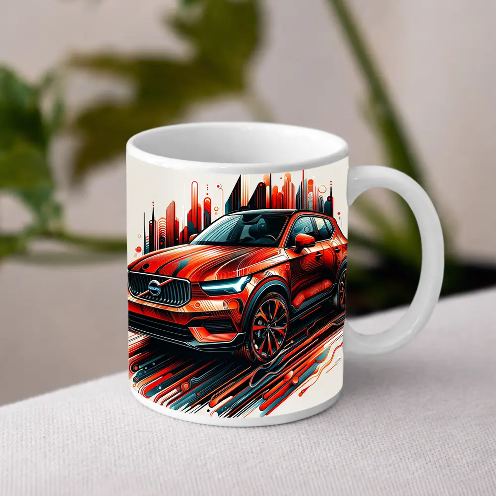 Volvo XC40 Red Abstract City Art – Mugs