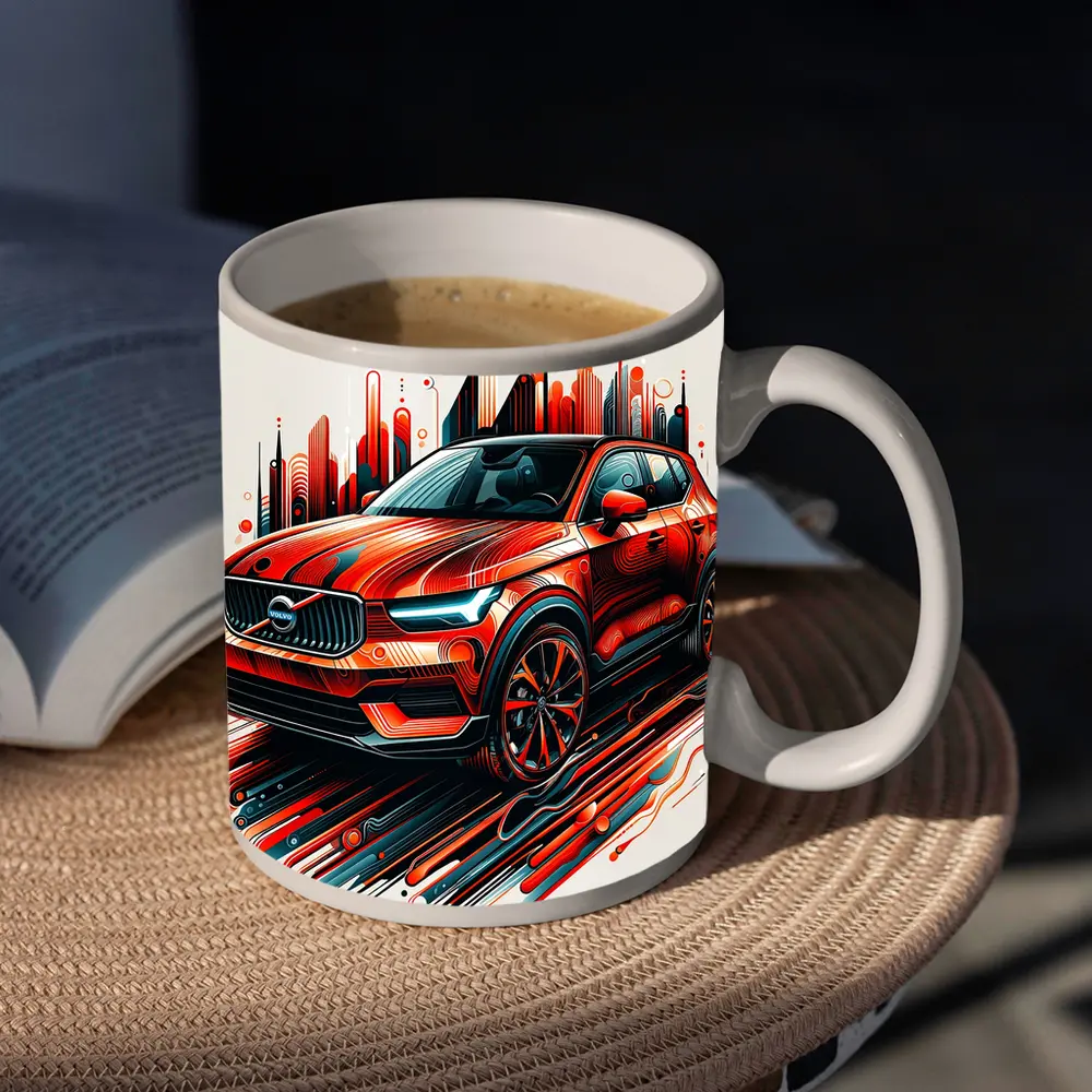 Volvo XC40 Red Abstract City Art – Mugs