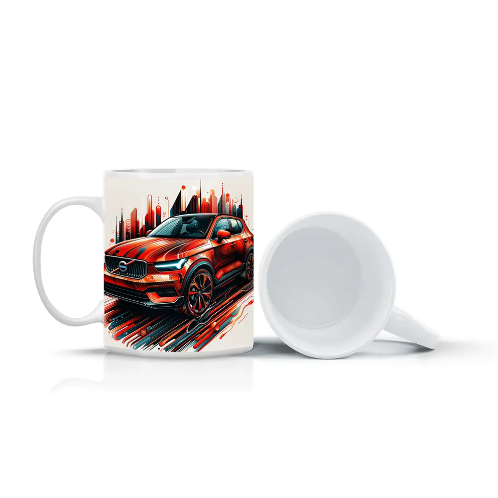 Volvo XC40 Red Abstract City Art – Mugs