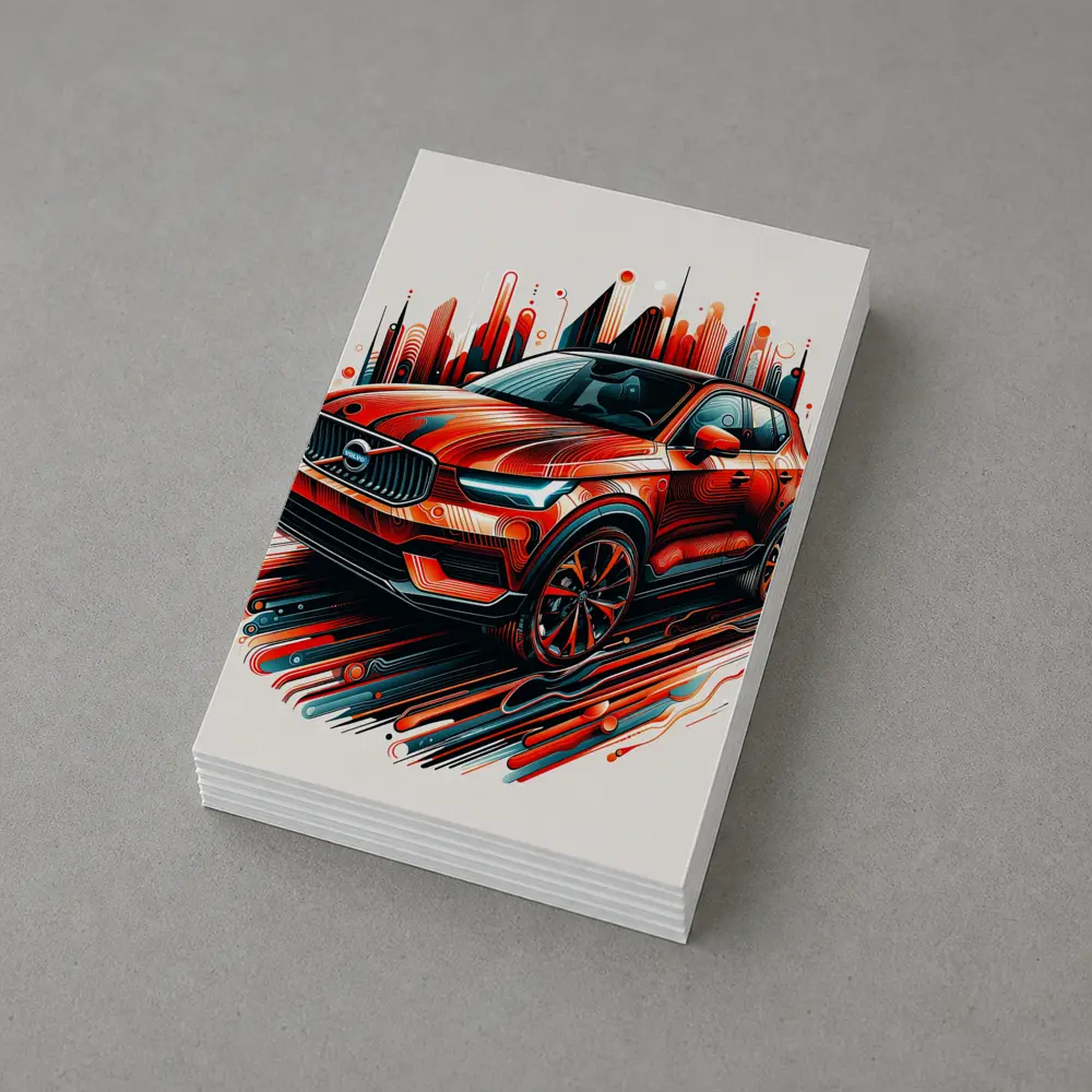 Volvo XC40 Red Abstract City Art – Postcards