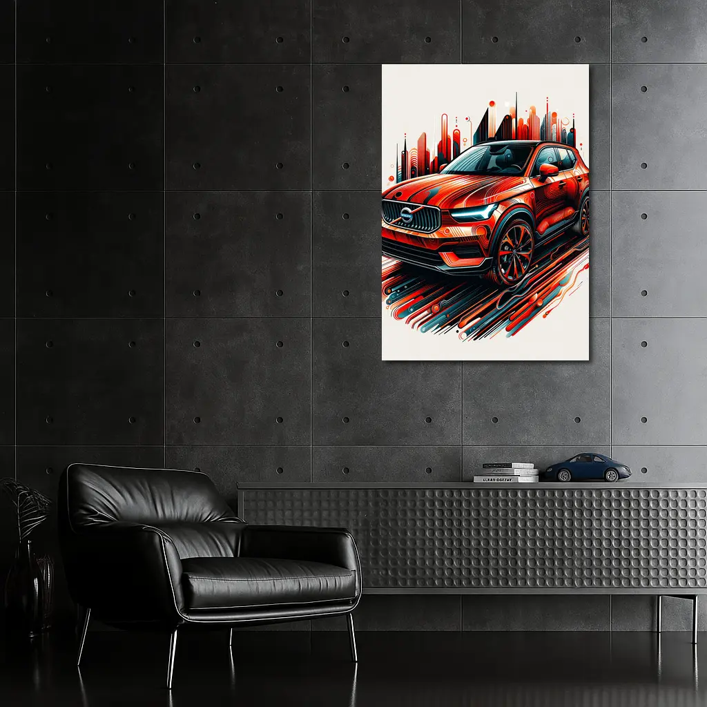 Volvo XC40 Red Abstract City Art – Wall Art