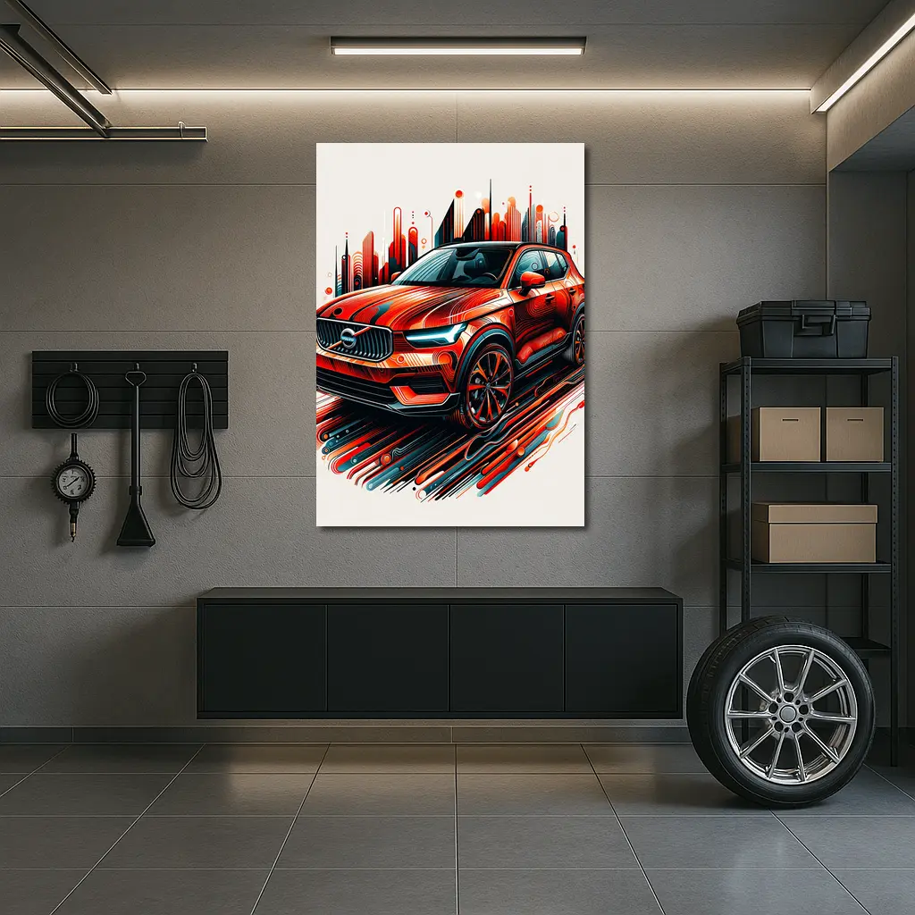 Volvo XC40 Red Abstract City Art – Wall Art
