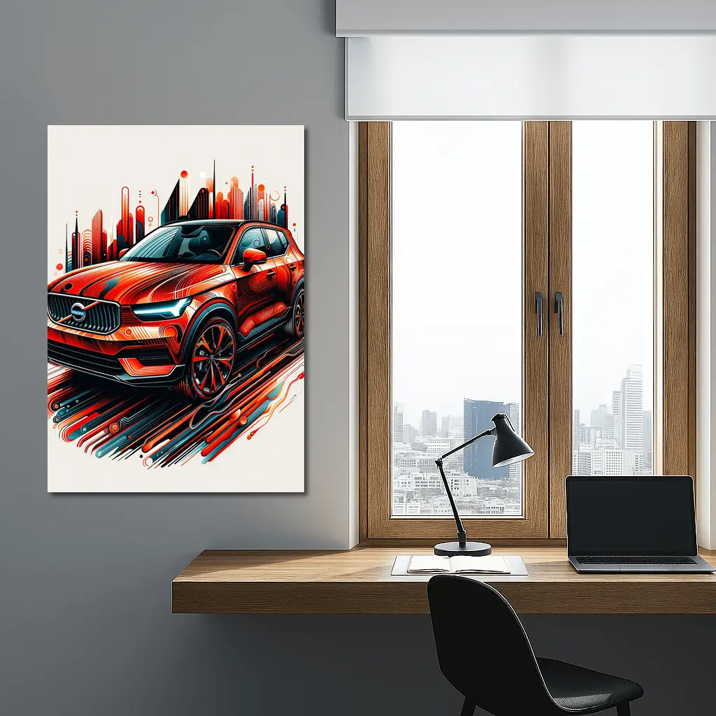 Volvo XC40 Red Abstract City Art – Wall Art
