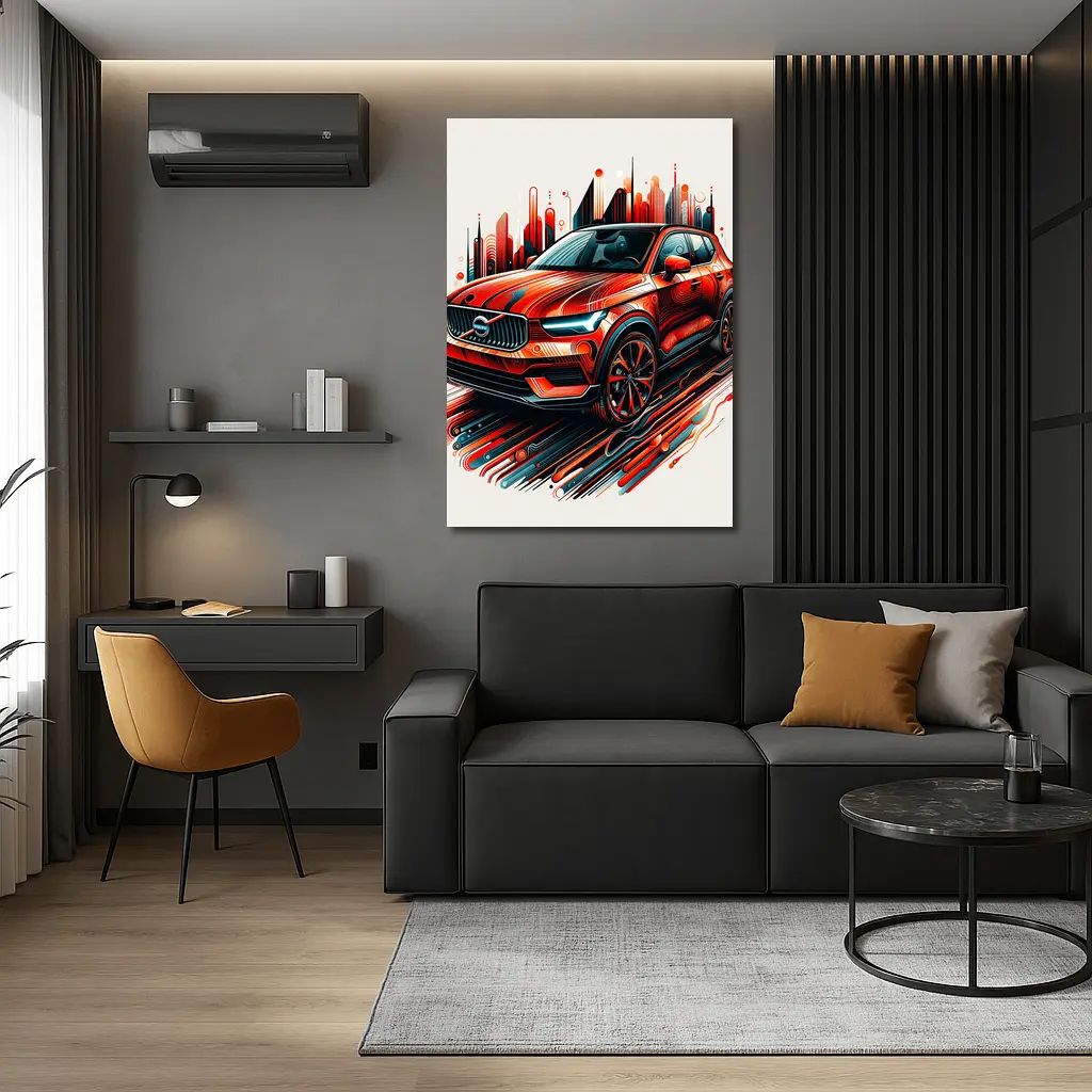 Volvo XC40 Red Abstract City Art – Wall Art