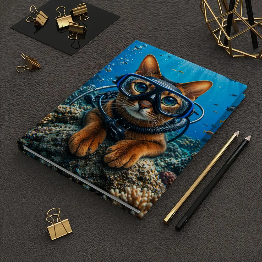 Abyssinian Cat Scuba Diver Underwater Coral Reef – Notebooks